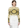 VERSACE VERSACE WHITE AND YELLOW MEDUSA BARROCO BODYSUIT