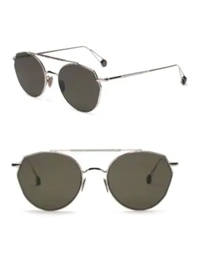 Ahlem Place Carree 51mm Aviator Sunglasses In White Gold