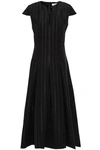 AMANDA WAKELEY AMANDA WAKELEY WOMAN PLEATED JACQUARD MIDI DRESS BLACK,3074457345619885899