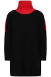 AMANDA WAKELEY AMANDA WAKELEY WOMAN TWO-TONE CASHMERE AND WOOL-BLEND TURTLENECK SWEATER BLACK,3074457345619862367