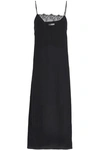 Anine Bing Woman Lace-paneled Silk Crepe De Chine Midi Slip Dress Black In Black