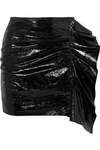 Isabel Marant Woman Cracked Patent-leather Mini Skirt Black In Black
