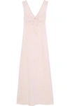 BODAS BODAS WOMAN BOW-DETAILED SHIRRED COTTON-JERSEY NIGHTDRESS BABY PINK,3074457345619867789