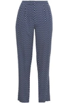 DIANE VON FURSTENBERG DIANE VON FURSTENBERG WOMAN PRINTED STRETCH-SILK TAPERED PANTS NAVY,3074457345619846866
