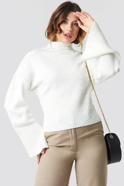 Na-kd Open Sleeve Knitted Sweater - White In Offwhite