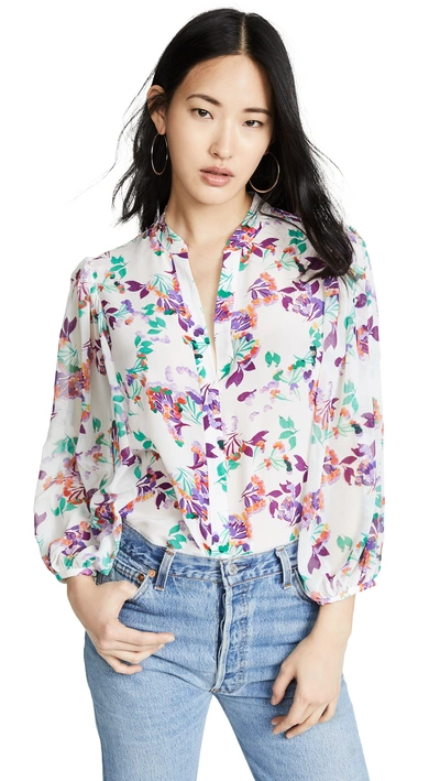 Saloni Chloe Floral Silk Button-up Blouse In Multi