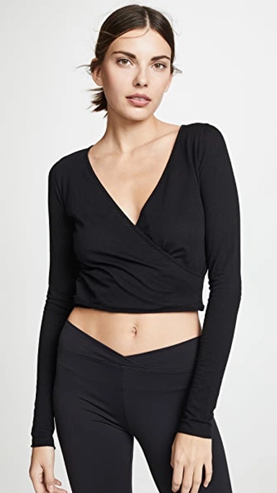 Live The Process Navy Wrap Top In Black