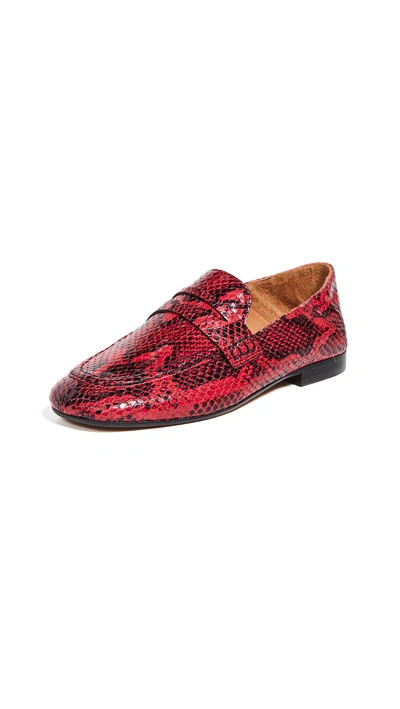 Isabel Marant Fezzy Snakeskin-effect Leather Penny Loafers In Red