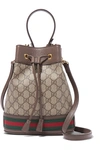 GUCCI Ophidia small textured leather-trimmed printed coated-canvas bucket bag