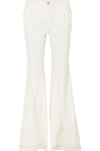 Chloé Slit-front Flared-leg Denim Trousers In White