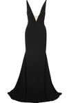 ALEX PERRY ADA TULLE-TRIMMED CREPE GOWN