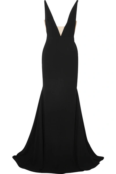 Alex Perry Ada Tulle-trimmed Crepe Gown In Black