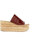 CHLOÉ Camille croc-effect leather wedge sandals