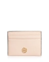 Tory Burch Robinson Leather Card Case In Pale Apricot