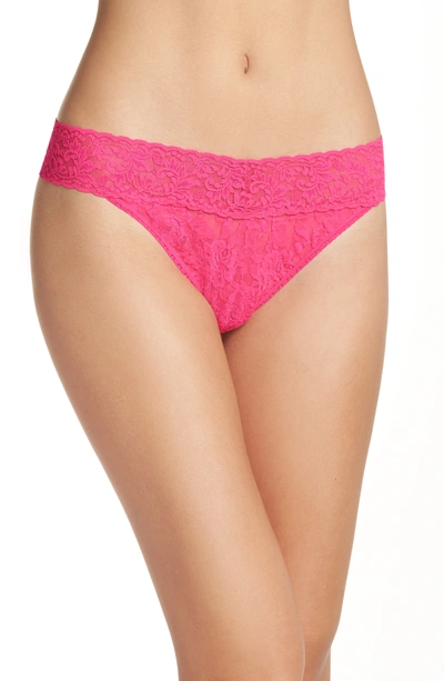 Hanky Panky Signature Original Stretch-lace Thong In Flamboyant Pink