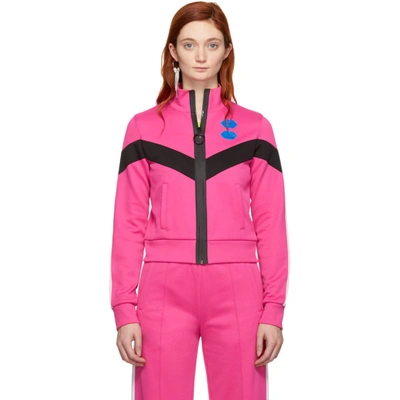 Off-white Cropped Track Jacket In Fuchsia