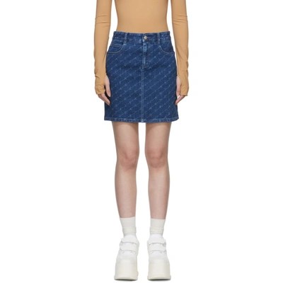 Stella Mccartney Logo Print Denim Skirt In Blue