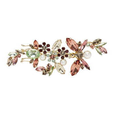 Erdem - Crystal Embellished Floral Brooch - Womens - Pink In Burgundy/ro