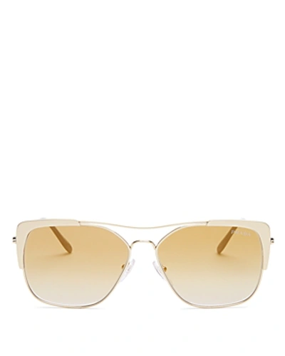 Prada Women's Mirrored Brow Bar Square Sunglasses, 58mm In Pale Gold Black/gray