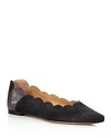 CHLOÉ WOMEN'S LAUREN SCALLOPED SUEDE & LEATHER POINTED-TOE FLATS,C19S07901
