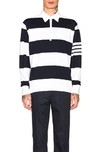 THOM BROWNE OVERSIZED 4 BAR RUGBY POLO 衫