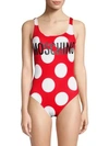 MOSCHINO Flash Swim Polka Dot One-Piece Swimsuit