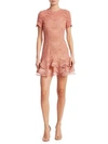 JONATHAN SIMKHAI Mixed Lace Cap Sleeve Mini Dress