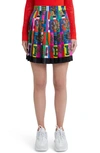 VERSACE ALPHABET PRINT PLEATED SILK SKIRT,A79448A228642