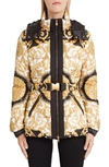 VERSACE HIBISCUS PRINT QUILTED COAT,A82036A228621