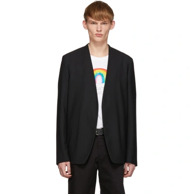 Maison Margiela Collarless Fitted Blazer In 900 Black