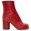 Maison Margiela 90mm Tabi Leather Ankle Boots In Red