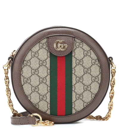Gucci Ophidia Mini Leather Shoulde Bag In Brown