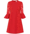 Valentino Lace-trimmed Cotton-blend Minidress In Red