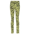 Gucci High Rise Zebra Print Cotton Denim Jeans In Yellow