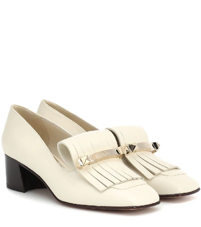 Valentino Garavani Valentino  Cream Uptown 45 Fringed Leather Loafers - 白色 In White