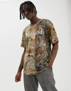PROFOUND AESTHETIC FOREST CAMO PRINT T-SHIRT WITH CHEST LOGO IN BROWN - BROWN,TOP-330