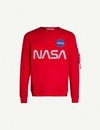 Alpha Industries Appliquéd Cotton-jersey Sweatshirt In Speed Red