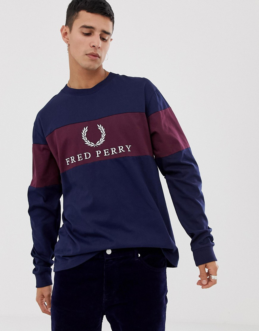 Fred Perry Sports Authentic Contrast Panel Sweatshirt In Navy ModeSens