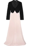 ALEXIS MABILLE TWO-TONE SATIN-TRIMMED CREPE GOWN