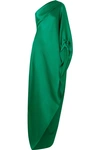 ROLAND MOURET RITTS ASYMMETRIC DRAPED HAMMERED SILK-BLEND SATIN GOWN