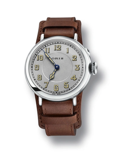 Oris Men's 40mm Big Crown Watch W/ Leather Strap In Silver