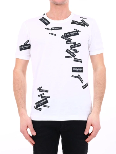 Dolce & Gabbana Men's Logo Label Crewneck T-shirt In White