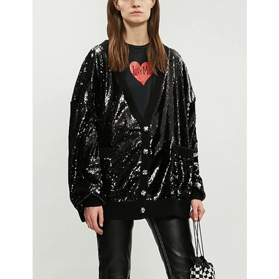 The Kooples V-neck Sequin Cardigan In Bla01