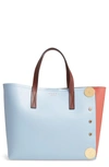 MARNI COLORBLOCK EAST/WEST LEATHER TOTE - BLUE,SHMP0010Y0 P2319