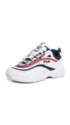 Fila Sneakers In White-blue Leather In White,blue,red