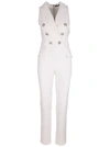 Balmain Button-embellished Wool-blend Jumpsuit In White