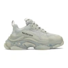 BALENCIAGA BALENCIAGA GREY TRIPLE S CLEAR SOLE SNEAKERS