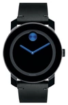 MOVADO 'BOLD' LEATHER STRAP WATCH, 42MM,3600307