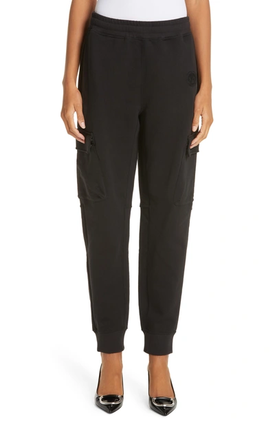 Burberry Pocket Detail Cotton Jersey Trackpants In Black