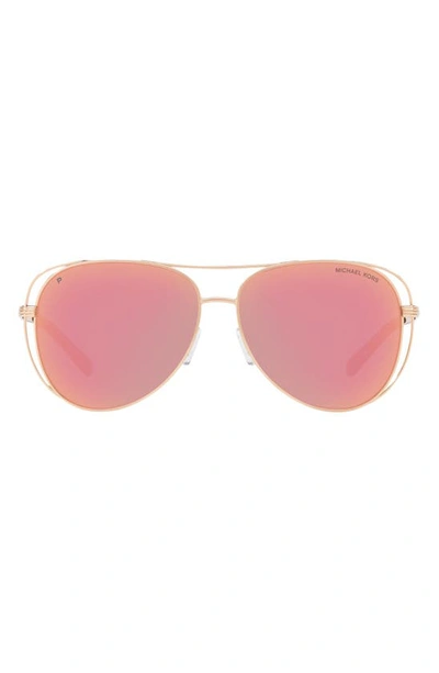 Michael Kors Lai Mirrored Rose Gold Polarized Aviator Ladies Sunglasses Mk1024 1174n0 58 In Rose Gold Mirror Polar
